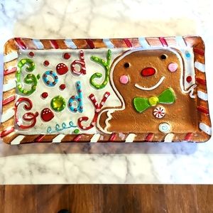 Adorable glass Christmas Goody tray in excellent condition!